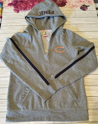 Victoria's Secret PINK NFL Chicago Bears Gray “Meet Me In The Endzone” Hoodie M - Image 1 of 4