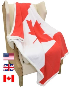 Tirrinia Sherpa Fleece TV Blanket National Flag Throws Warm Reversible CANADA - Picture 1 of 6