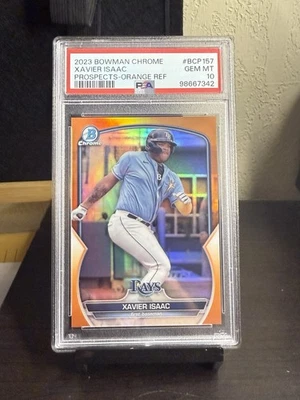 2023 Bowman Chrome Prospects Xavier Isaac #BCP-157 Orange PSA 10 - Image 1 of 2