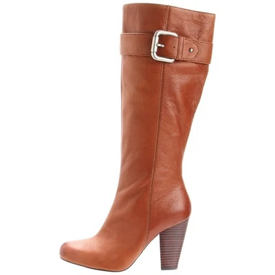 FOSSIL Tall Leather Buckle Boots 3.5" Heel Style FFW4177129 in Tan W's Size 8 - Image 1 of 4