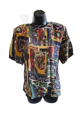 Anna and Frank vintage silk paisley blouse top size L 14 - Image 1 of 4