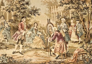 Vintage Edwardian Panorama Tapestry, French, Needlepoint, Wall Hanging 39"x 51" - Picture 1 of 21