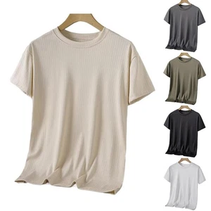 Mens Casual Short Sleeve Activewear T Shirt Solid Color for All Seasons - Picture 1 of 26
