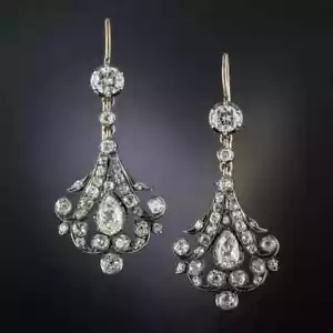 Art Deco Round Cut Lab Created Diamond Engagement 14K White Gold Plated Earrings - Picture 1 of 8