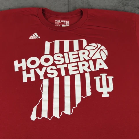 Indiana Hoosiers Basketball Shirt Adidas Hoosier Hysteria Short Sleeve Men XL Cover