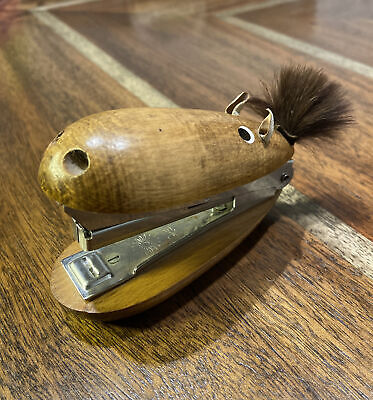 Vintage Hippo Hippopotamus Shaped Wooden Stapler 4” • 9.85$
