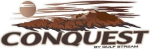 "Conquest By Gulf Stream with Mountain Scene" RV LOGO Graphic decal 58"x19" - Picture 1 of 1