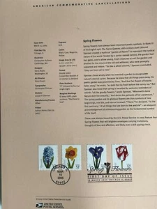 USPS Souvenir Seite 3900-3903 Frühlingsblumen Chicago Illinois - Bild 1 von 1
