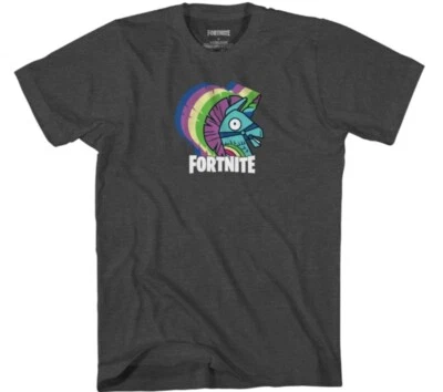 Мальчика XL (14/16) Fortnite Bash Unillama серый футболка лошадь Epic игры хлопок  - Изображение 1 из 2