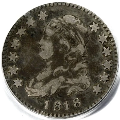 🌚🤍🌚🤍🖤😍PCGS VF30 1818 CAPPED BUST QUARTER  - Image 1 of 3