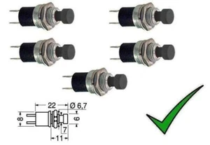 5pz Pulsante da pannello miniatura normalmente aperto NA rotondo NERO - Foto 1 di 1