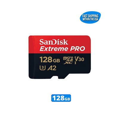Tarjeta de memoria Sandisk 128 GB Extreme Pro MicroSD GoPro MAX HERO9 HERO8 HERO7 negra Foto 1 de 4