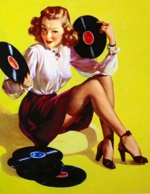 ENORME VENTA! DECO ELVGREN LONA PIN-UP U PICK1 PINUP Upskirt medias de nylon Foto 1 de 4