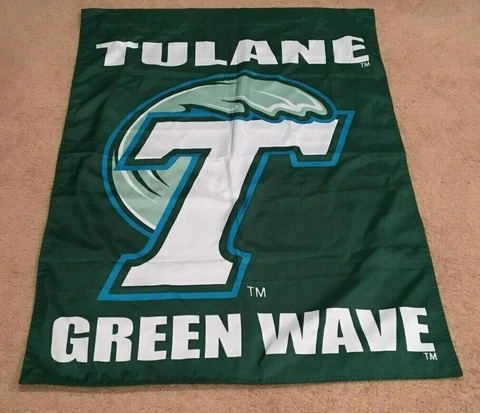GORGEOUS TULANE GREEN WAVE VERTICAL BANNER FLAG 30"X40" NEVER USED TWO-SIDED Cover