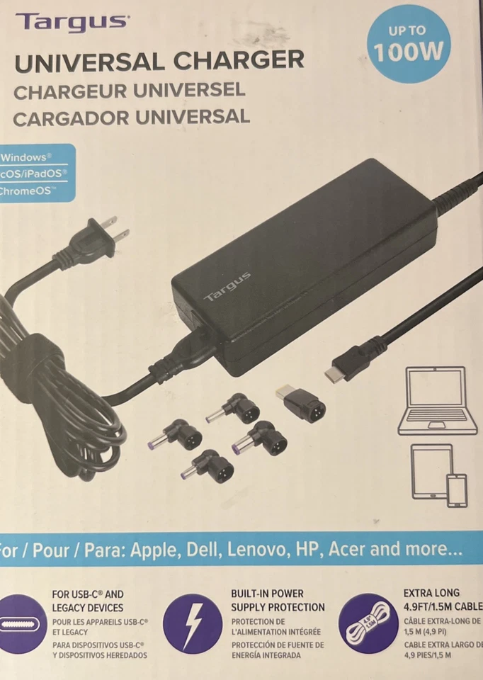 Universal Laptop Charger 100W Universal A.C Adaptor APM108TT Targus