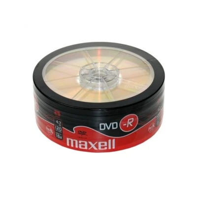 Maxell DVD-R Recordable Blank DVD-R Discs Pack 25 Shrink-Wrap 4.7GB 120mins 16x - Image 1 of 4