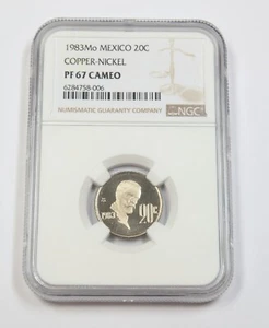 1983 M NGC PF67 CAMEO PROOF | MEXICO - 20 Centavo Coin #39710A - Picture 1 of 2