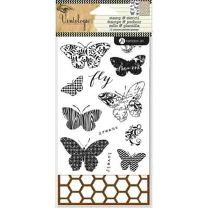 Hampton Art Vintologie Set Timbri e Stencil Acrilici Trasparenti FARFALLE SC0647 - Foto 1 di 1