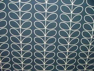 Designer Orla Kiely Linear Stiel Wal Marineblau Vorhang Polster Handarbeit Stoff - Bild 1 von 5