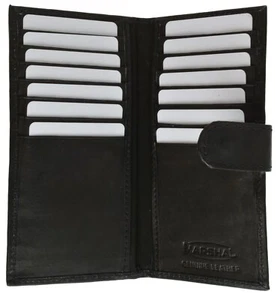Black Slim Thin Multi Credit Card Holder Leather Bifold Wallet W/ Snap Closure - Picture 1 of 3