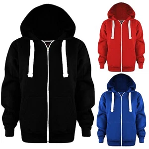 Kids Boys Girls Solid Color Long Sleeve Zip Up Hoodie Sweatshirt Jackets Top - Picture 1 of 33