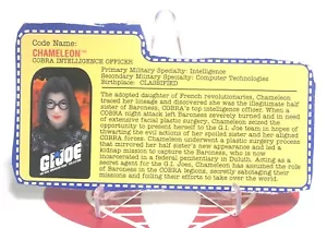 GI Joe FILE CARD Chameleon 2000 Original FILECARD - Picture 1 of 1