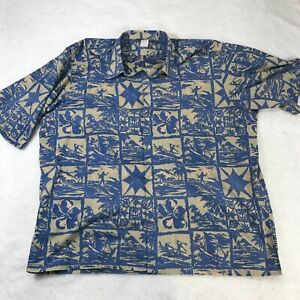 REYN SPOONER Mens Gray Tailored Fit Aloha Hawaiian Short Sleeve Button Shirt 2XL