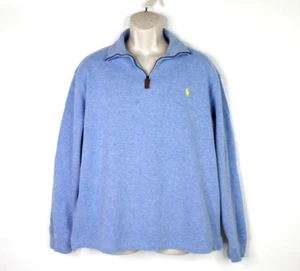 Polo Ralph Lauren 1/4 Zip Sweater Mens Large Pullover Cotton Long Sleeve Blue - Picture 1 of 8