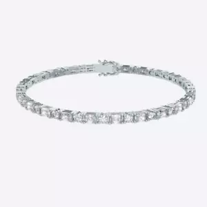 Brazalete de diamantes GLI HRD cultivado en laboratorio oro blanco de 14 quilates corte redondo de 5,50 quilates - Imagen 1 de 8