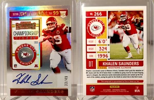 2019 Panini Contenders - Khalen Saunders RC Auto 33/49 - Kansas City Chiefs - Bild 1 von 1