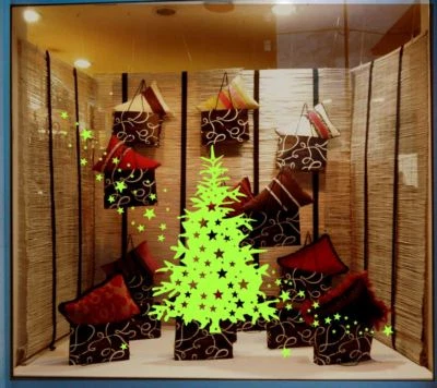 大号圣诞树和星星展示橱窗墙艺术装饰贴纸 — 第 1/4 张图片