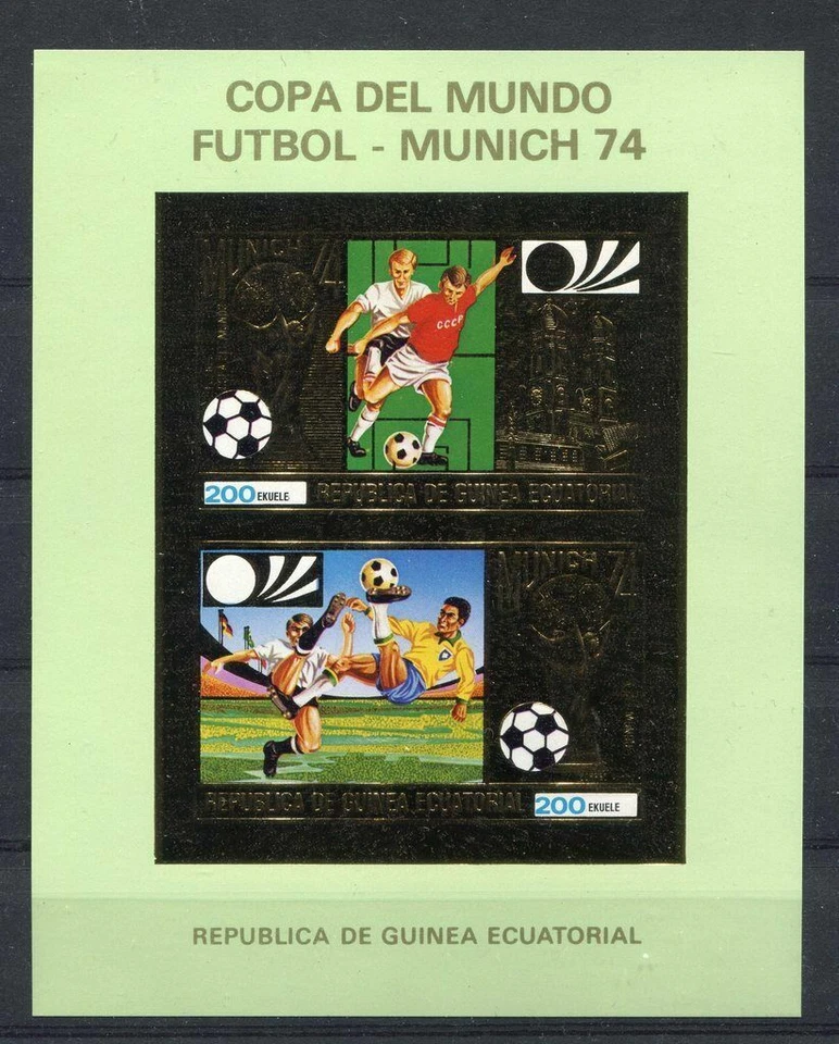 S5150) Guinea Ecuatorial 1974 MNH Wc Fútbol-cm Fútbol S/S DORADO Imperf Foto 1 de 1