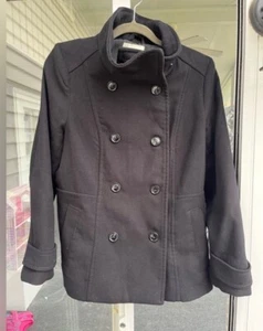 H&M Woman’s Black Pea coat Size 10 - Picture 1 of 7
