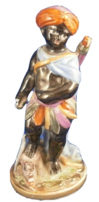 Antigua estatuilla Blackamoor de porcelana Niderviller del siglo XVIII porcelana África Foto 1 de 4