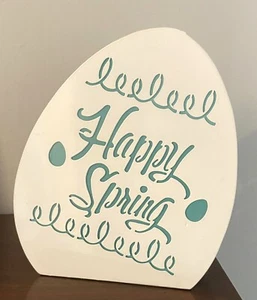 Yankee Candle HAPPY SPRING 3 TEA LIGHT HOLDER Easter Egg Metal 10x9 White Teal - Picture 1 of 3