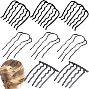 8 Metal Hair Side Combs U-Shape Clips for Buns Hair Updo Accessories - Picture 1 of 6
