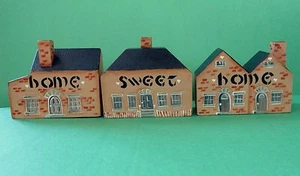 Bloque de madera pintado a mano 4" edificios "Hogar dulce hogar" - Imagen 1 de 6