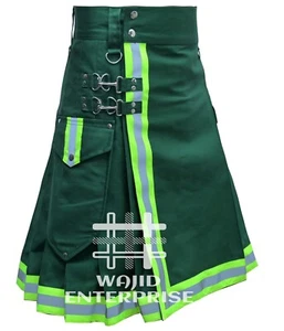 Schottischer handgefertigter Feuerwehr Utility Kilt Feuerwehrmänner Baumwolle Hybrid Kilt für Männer - Bild 1 von 4