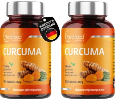 BiO Kurkuma ⭐  XXL 1000 Kapseln ⭐ hochdosiert 700mg Curcuma Curcumin + Piperin - Bild 1 von 4