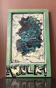 Increíble Hulk Original Estudio Popular Arte Pintura al Óleo Marvel Vengadores Firmado - Imagen 1 de 17