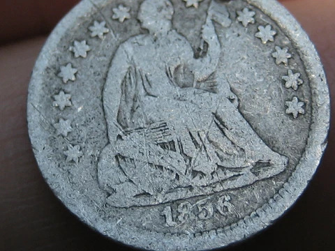 1856 P Seated Liberty Half Dime- VG Details Cover