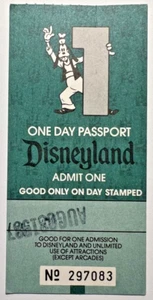 1987 DISNEYLAND ANAHEIM PASSAPORTO DI UN GIORNO biglietto d'ingresso Pippo 1F - Foto 1 di 2