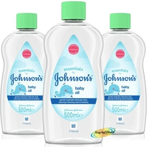 3x Johnsons Essentials Baby Massage Oil With Aloe Vera 500ml - Picture 1 of 1