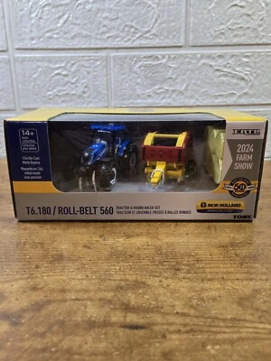ERTL New Holland T6. 180/ Roll-Belt 560 Tractor & Round Baler Set Diecast, New - Image 1 of 4
