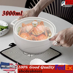 Ceramic Soup Tureen W/ Glass Lid Soup Ladle Kitchen Dinner Porcelain Dinnerware - Picture 1 of 14