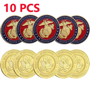 10PCS U.S.A Marine Corps Semper Fidelis Challenge Coin Militaria Commemorative - Picture 1 of 10