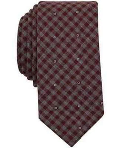 Corbata delgada Bar III Diamond Gingham para hombre talla única vino - Imagen 1 de 5