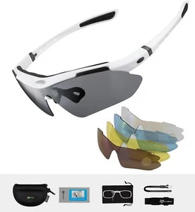 ROCKBROS Polarisierte Sportbrillen Fahrradbrille UV400 Schutz Damen Herren Weiß - Bild 1 von 11