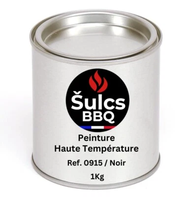 Pot de Peinture Haute Température Noir Mat 1KG 900°C Barbecue Auto Moto Cheminée - Photo 1/4