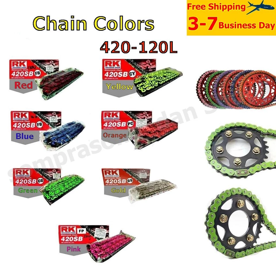 Chain Blue RK Motorcycle 420-120L Stunt Parts Accessories Road Bike Speed - Image 1 of 2